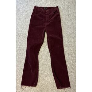 MOTHER Burgundy Corduroy Pants Size 25 Raw Hem